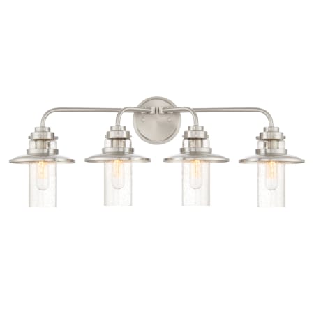 Designers Fountain Dover 4 Light 29-3/4" Wide Bathroom Vanity Light with Seedy Glass Shades Satin Platinum