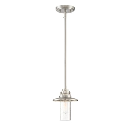 Designers Fountain Dover Single Light 6-1/2" Wide Full Size Pendant with a Seedy Glass Shade Satin Platinum