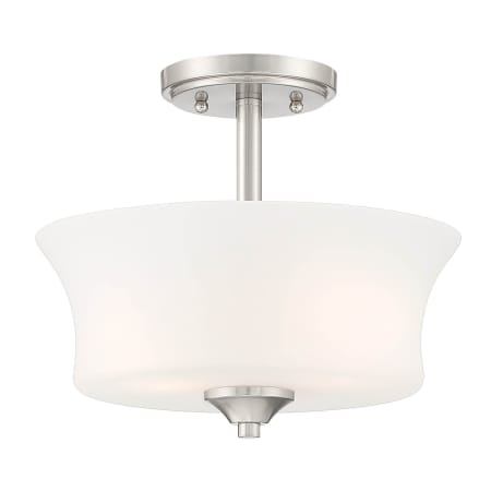 Designers Fountain Bronson 2 Light 12" Wide Semi-flush Drum Ceiling Fixture Brushed Nickel