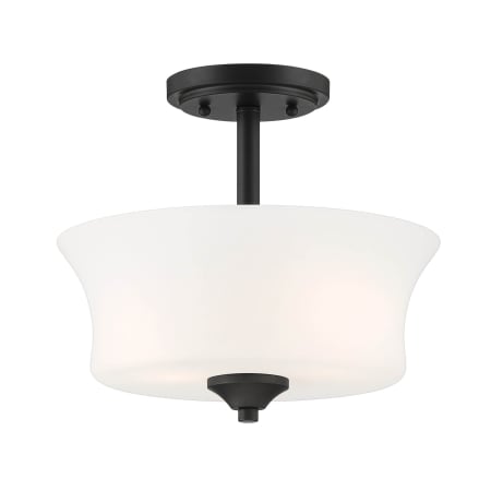 Designers Fountain Bronson 2 Light 12" Wide Semi-flush Drum Ceiling Fixture Matte Black