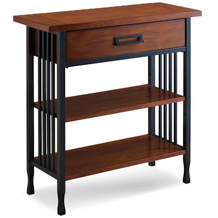 Design House Ironcraft 30" Wood Display Shelf Mission Oak / Black