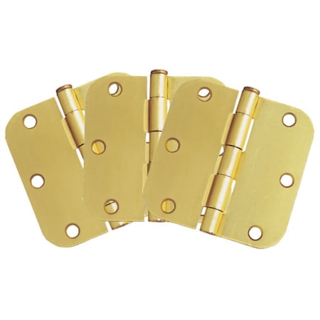Design House 3-1/2" x 3-1/2" Plain Bearing 5/8" Radius Corner Mortise Hinge - Pack of Three Hinges Satin Brass