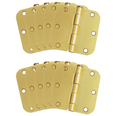 Design House 3-1/2" x 3-1/2" Plain Bearing 5/8" Radius Corner Mortise Hinge - Pack of Ten Hinges Satin Brass
