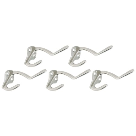 Design House Double Coat and Hat Hook - Pack of 5 Satin Nickel
