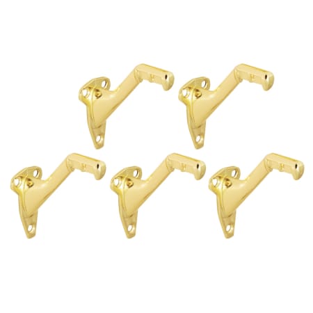 Design House Straight Arm Hand Rail Bracket - 5 Pack Polished Brass