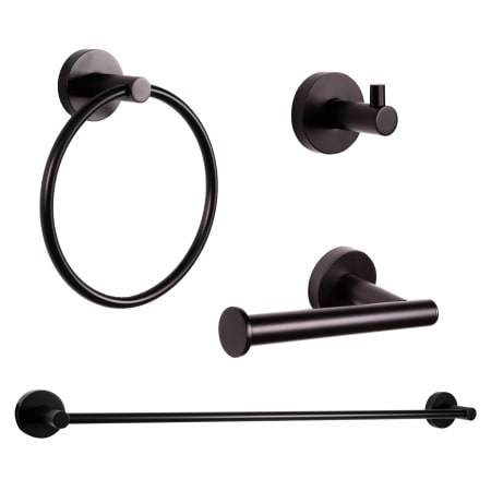 Design House Kelton Piece Bathroom Package with 24.4" Towel Bar, Robe Hook, Towel Ring, Toilet Paper Holder Matte Black