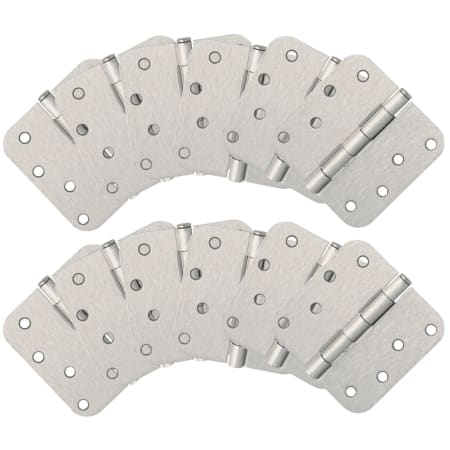 Design House 4" x 4" Plain Bearing 5/8" Radius Corner Surface Mount Door Hinge - Pack of 12 Satin Nickel