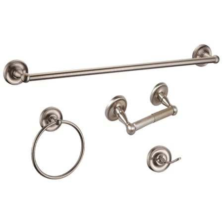Design House San Martin Bathroom Accessory Set with 24" Center to Center Towel Bar, Towel Ring, Toilet Paper Holder, and Robe Hook Satin Nickel