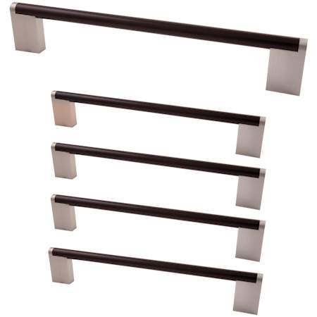 Design House Stone Ridge 5 Inch Center to Center Handle Cabinet Pull - Pack of 5 Matte Black / Satin Nickel