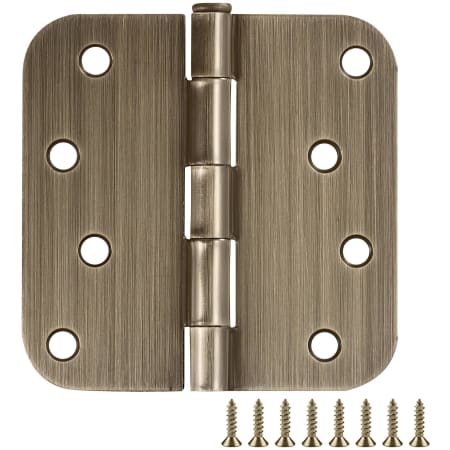 Design House 4" x 4" Plain Bearing 5/8" Radius Corner Surface Mount Door Hinge - Pack of 6 Antique Brass