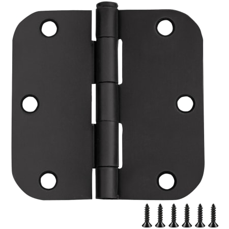 Design House 3-1/2" x 3-1/2" Plain Bearing 5/8" Radius Corner Surface Mount Door Hinge - Pack of 6 Matte Black