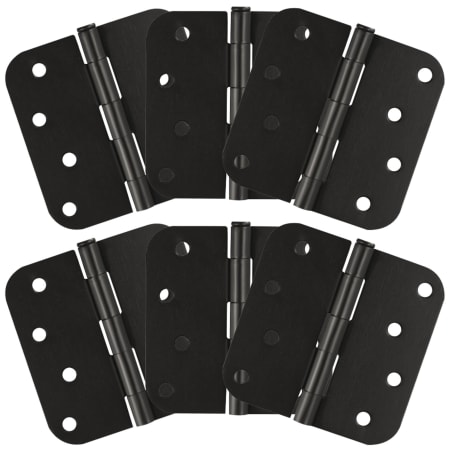 Design House 4" x 4" Plain Bearing 5/8" Radius Corner Surface Mount Door Hinge - Pack of 6 Oil Rubbed Bronze