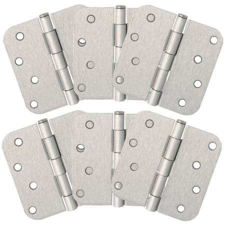 Design House 4" x 4" Plain Bearing 5/8" Radius Corner Surface Mount Door Hinge - Pack of 6 Satin Nickel