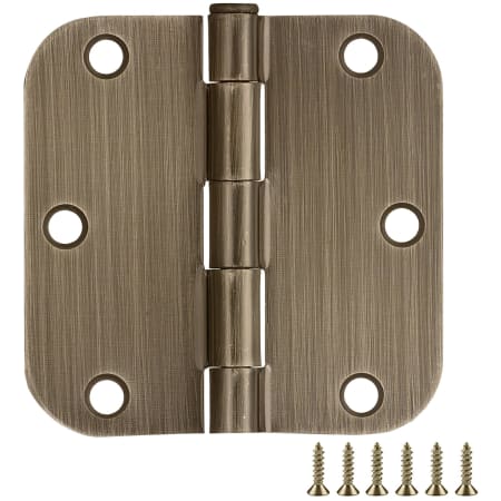 Design House 3-1/2" x 3-1/2" Plain Bearing 5/8" Radius Corner Surface Mount Door Hinge - Pack of 6 Antique Brass