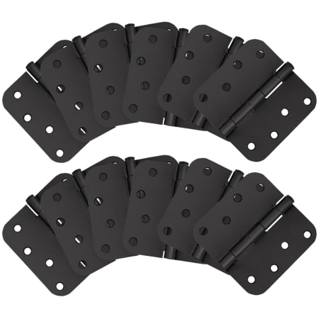 Design House 4" x 4" Plain Bearing 5/8" Radius Corner Surface Mount Door Hinge - Pack of 12 Matte Black