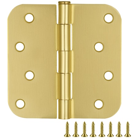 Design House 4" x 4" Plain Bearing 5/8" Radius Corner Surface Mount Door Hinge - Pack of 12 Satin Brass