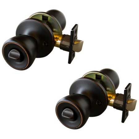 Design House Terrace Privacy Door Knob Set with Round Rose - Pack of 2 Oil Rubbed Bronze