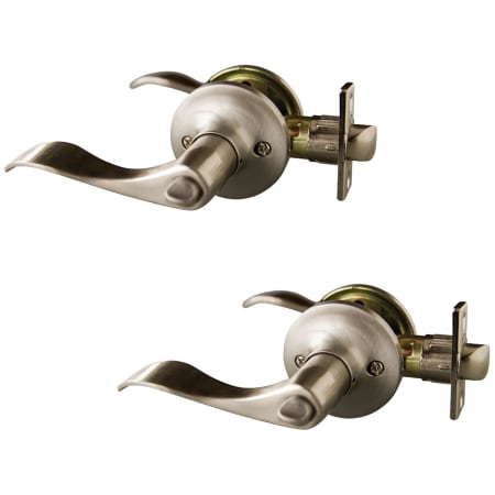 Design House Stratford Privacy Door Lever Set with Round Rose - Pack of 2 Satin Nickel
