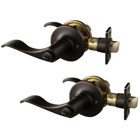 Design House Stratford Privacy Door Lever Set with Round Rose - Pack of 2 Oil Rubbed Bronze