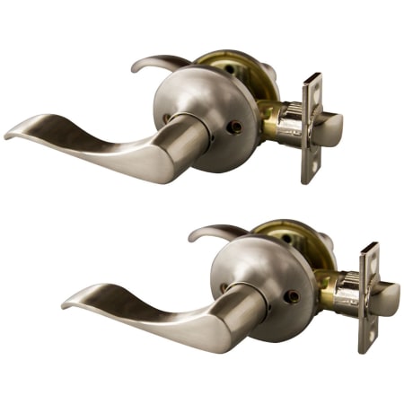 Design House Stratford Passage Door Lever Set with Round Rose - Pack of 2 Satin Nickel
