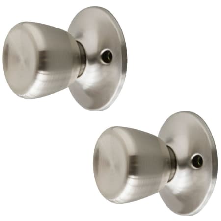 Design House Terrace Single Dummy Door Knob with Round Rose - Pack of 2 Satin Nickel