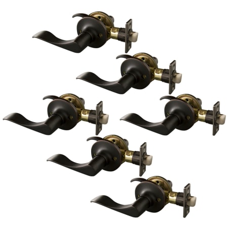 Design House Stratford Passage Door Lever Set with Round Rose - Pack of 6 Oil Rubbed Bronze