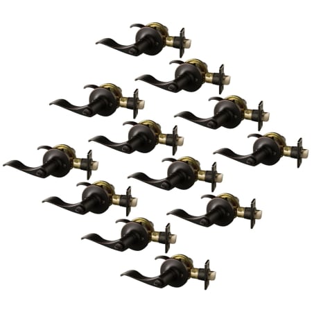 Design House Stratford Privacy Door Lever Set with Round Rose - Pack of 12 Oil Rubbed Bronze