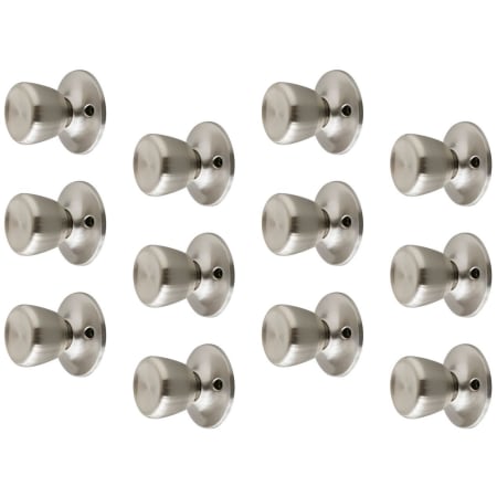 Design House Terrace Single Dummy Door Knob with Round Rose - Pack of 12 Satin Nickel