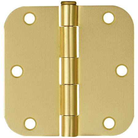 Design House 3-1/2" x 3-1/2" Butt 5/8" Radius Corner Surface Mount Door Hinge - Pack of 9 Satin Brass