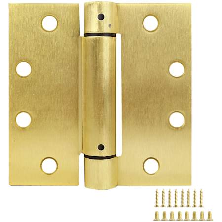 Design House 4-1/2" Wide Spring Square Corner Surface Mount Door Hinge - Pair Satin Brass