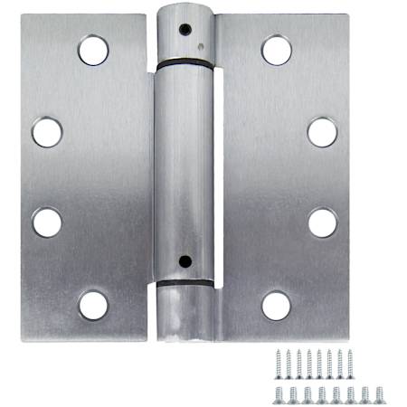 Design House 4-1/2" Wide Spring Square Corner Surface Mount Door Hinge - Pair Brushed Chrome