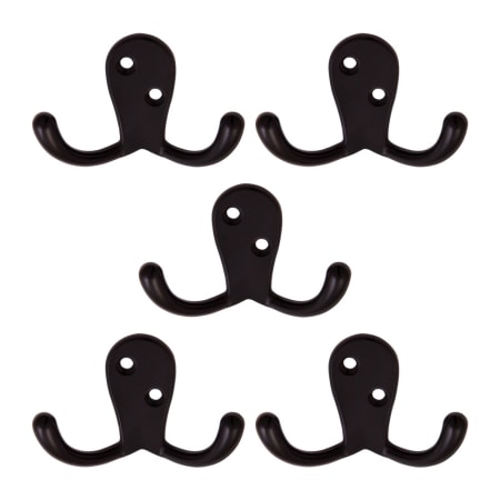 Design House Double Robe Hook - 5 Pack Matte Black