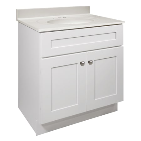 Design House Brookings 31" Free Standing Single Basin Vanity Set with Cabinet and Cultured Marble Vanity Top - 4" Faucet Centers White