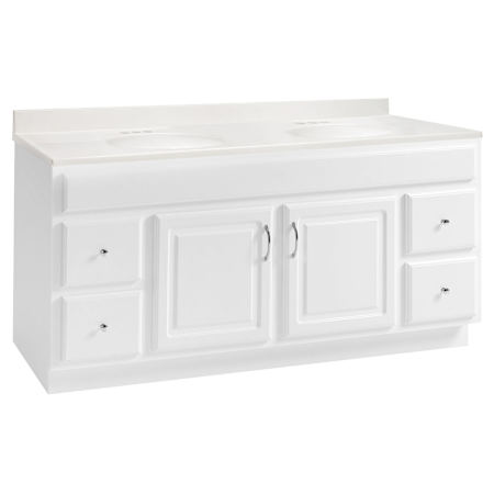 Design House Concord 61" Free Standing Double Basin Vanity Set with Cabinet and Cultured Marble Vanity Top White
