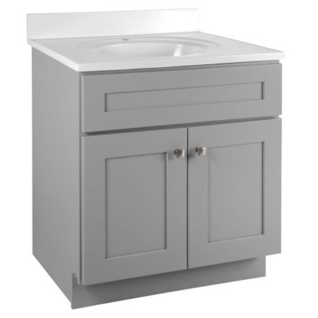 Design House Brookings 31" Free Standing Single Basin Vanity Set with Cabinet and Cultured Marble Vanity Top - Single Faucet Hole Gray