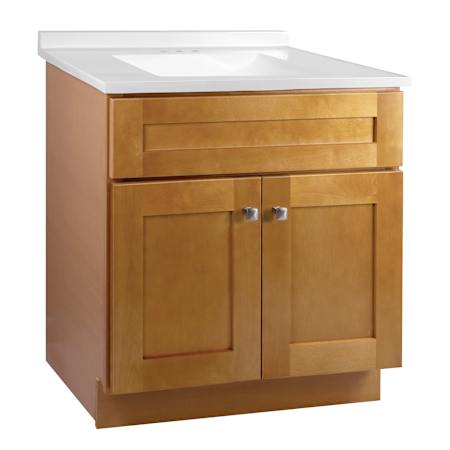 Design House Brookings 31" Free Standing Single Basin Vanity Set with Cabinet and Cultured Marble Vanity Top - 4" Faucet Centers Modern Birch