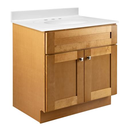 Design House Brookings 31" Free Standing Single Basin Vanity Set with Cabinet and Cultured Marble Vanity Top Modern Birch