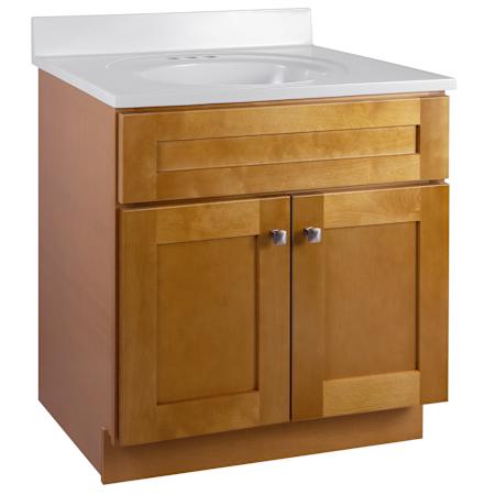 Design House Brookings 31" Free Standing Single Basin Vanity Set with Cabinet and Cultured Marble Vanity Top Modern Birch