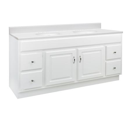 Design House Concord 61" Free Standing Double Basin Vanity Set with Cabinet and Cultured Marble Vanity Top White
