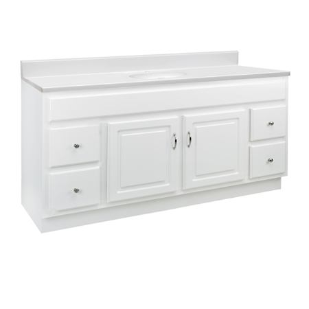 Design House Concord 61" Free Standing Single Basin Vanity Set with Cabinet and Cultured Marble Vanity Top White