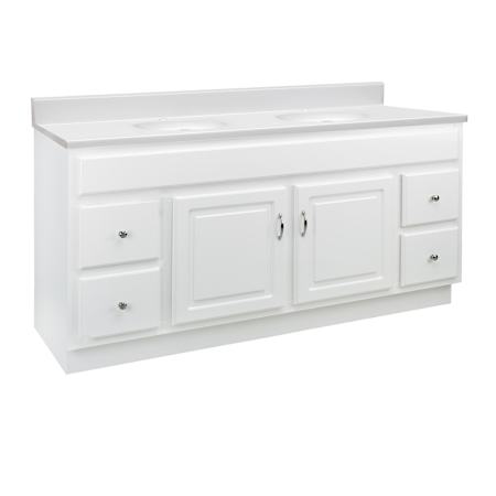 Design House Concord 60" Free Standing Double Basin Vanity Set with Cabinet and Cultured Marble Vanity Top White