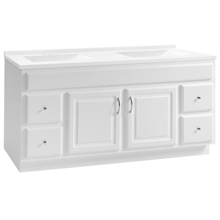 Design House Concord 61" Free Standing Double Basin Vanity Set with Cabinet and Cultured Marble Vanity Top White