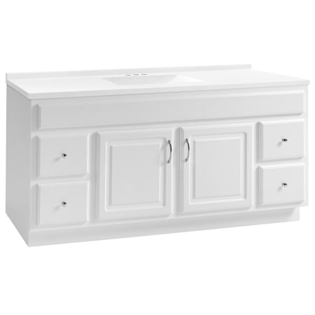 Design House Concord 61" Free Standing Single Basin Vanity Set with Cabinet and Cultured Marble Vanity Top White