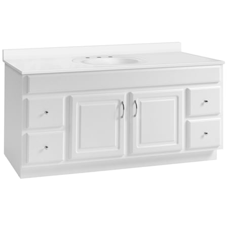 Design House Concord 61" Free Standing Single Basin Vanity Set with Cabinet and Cultured Marble Vanity Top White