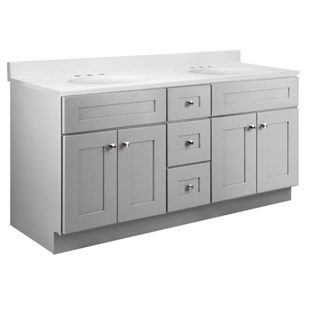 Design House Brookings 61" Free Standing Double Basin Vanity Set with Cabinet and Cultured Marble Vanity Top Gray