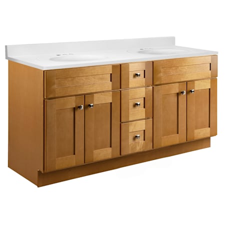 Design House Brookings 61" Free Standing Double Basin Vanity Set with Cabinet and Cultured Marble Vanity Top Modern Birch