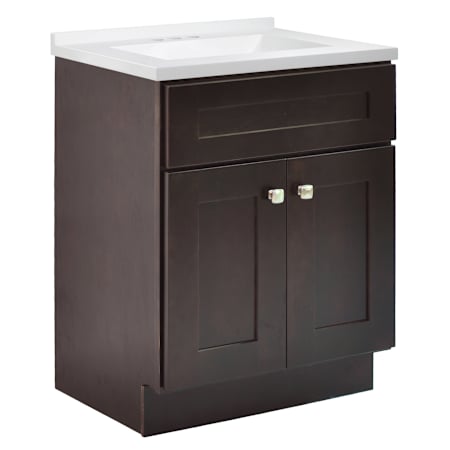Design House Brookings 25" Free Standing Single Basin Vanity Set with Cabinet and Cultured Marble Vanity Top Espresso