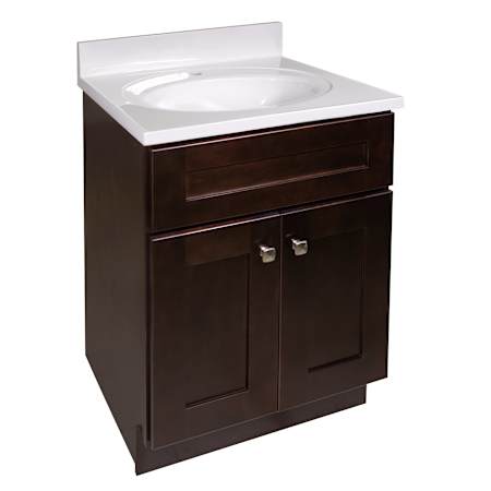 Design House Brookings 24" Free Standing Single Basin Vanity Set with Cabinet and Cultured Marble Vanity Top Espresso