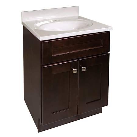 Design House Brookings 24" Free Standing Single Basin Vanity Set with Cabinet and Cultured Marble Vanity Top Espresso