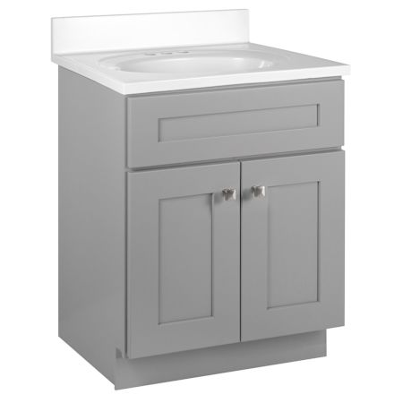 Design House Brookings 24" Free Standing Single Basin Vanity Set with Cabinet and Cultured Marble Vanity Top Gray